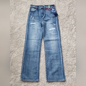 NEW Premium Boutique Distressed High Rise Women's Straight Jeans Sz 9